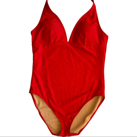 NWT Spiegel Red One Piece Halter Neck Swimsuit - Picture 2 of 11